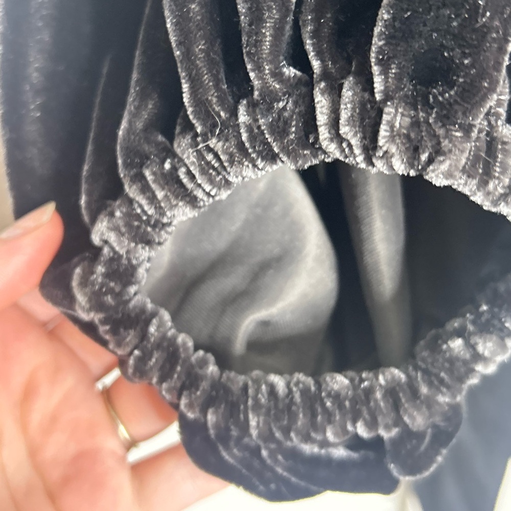 Free People Marie Black Velvet Puff Sleeve Tie-Back Blouse - Picture 9 of 13
